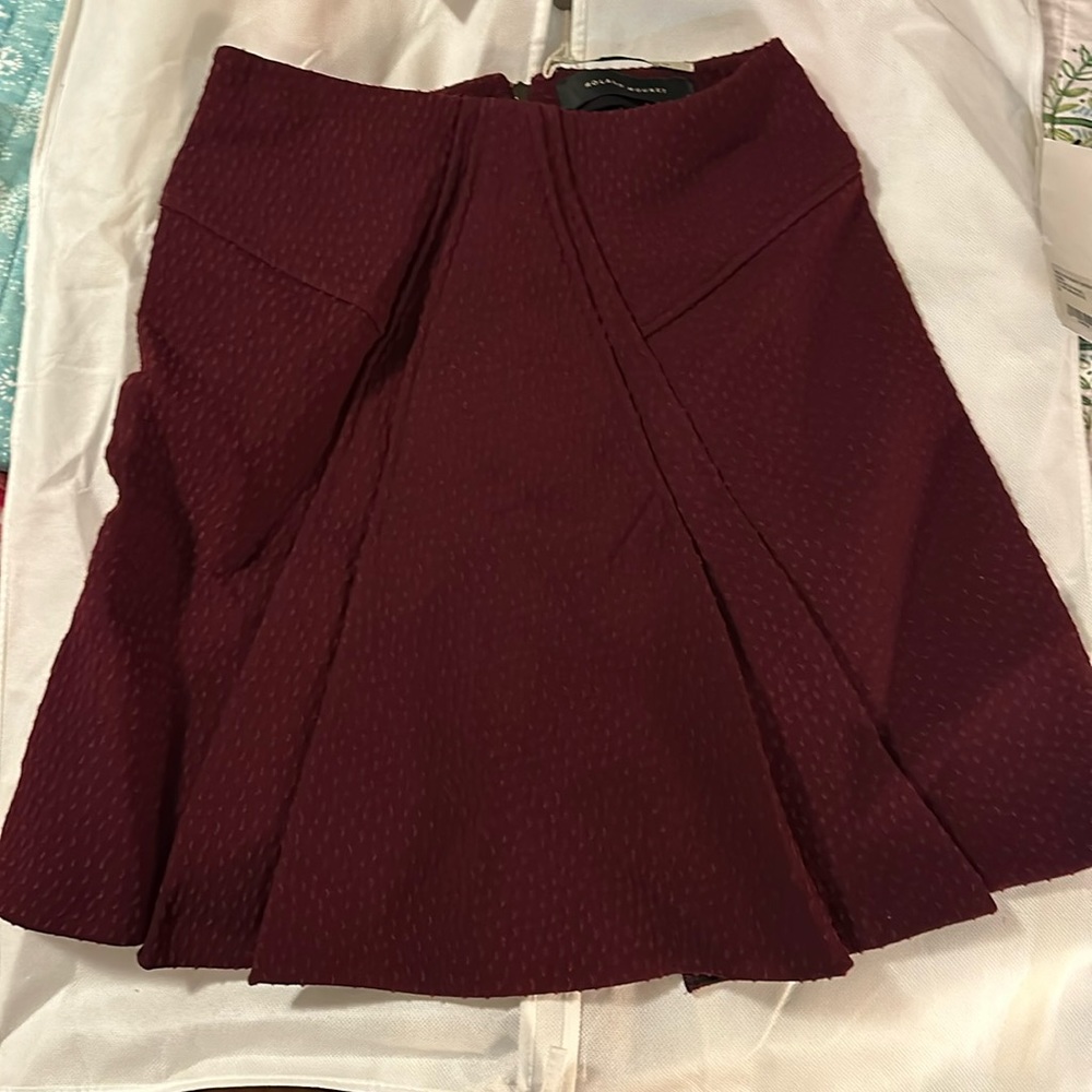 Maroon Textured, Pleated Skirt